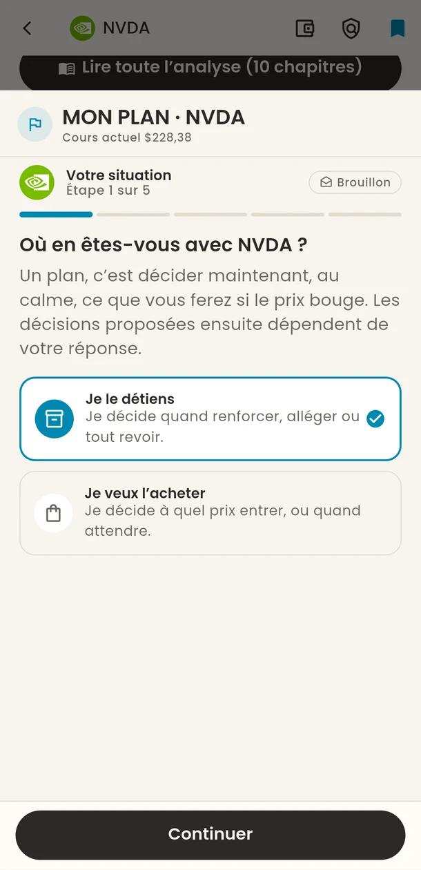 Mon plan, étape 1 sur 5 : choisir entre « Je le détiens » et « Je veux l’acheter ».